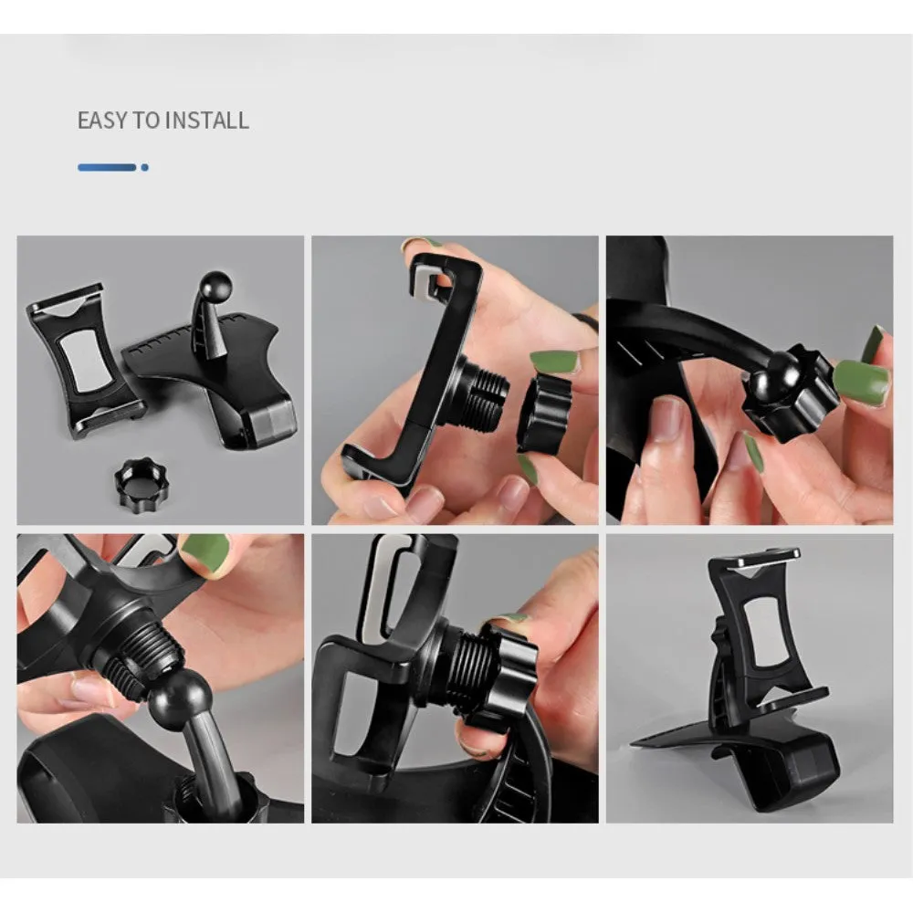 3 in 1 Car GPS Smartphone Holder: Dashboard / Visor Clamp   AC Grid Clip for Samsung Captivate Glide - Black