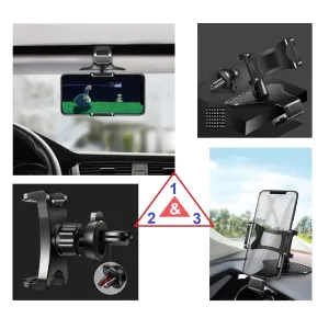 3 in 1 Car GPS Smartphone Holder: Dashboard / Visor Clamp   AC Grid Clip for Samsung Captivate Glide - Black