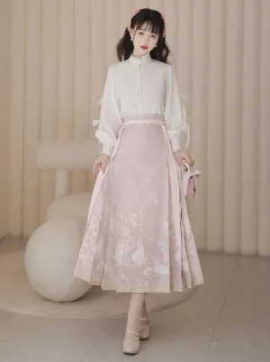 Blouse Sweet Neck Ruffle   Rabbit China Skirt