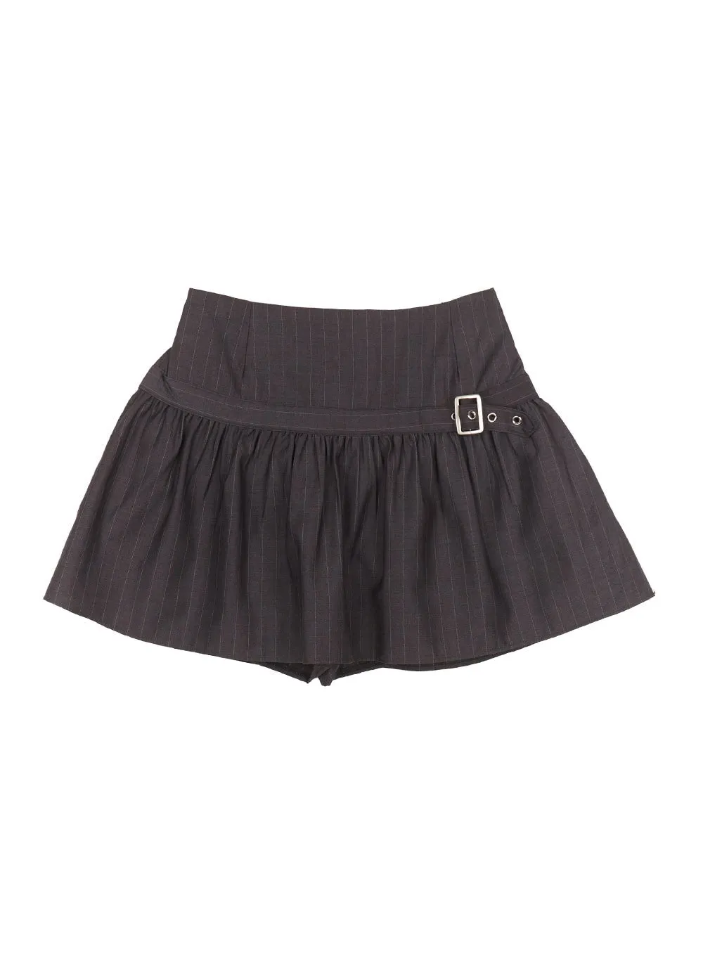 Buckle Flare Stripe Mini Skirt CA501
