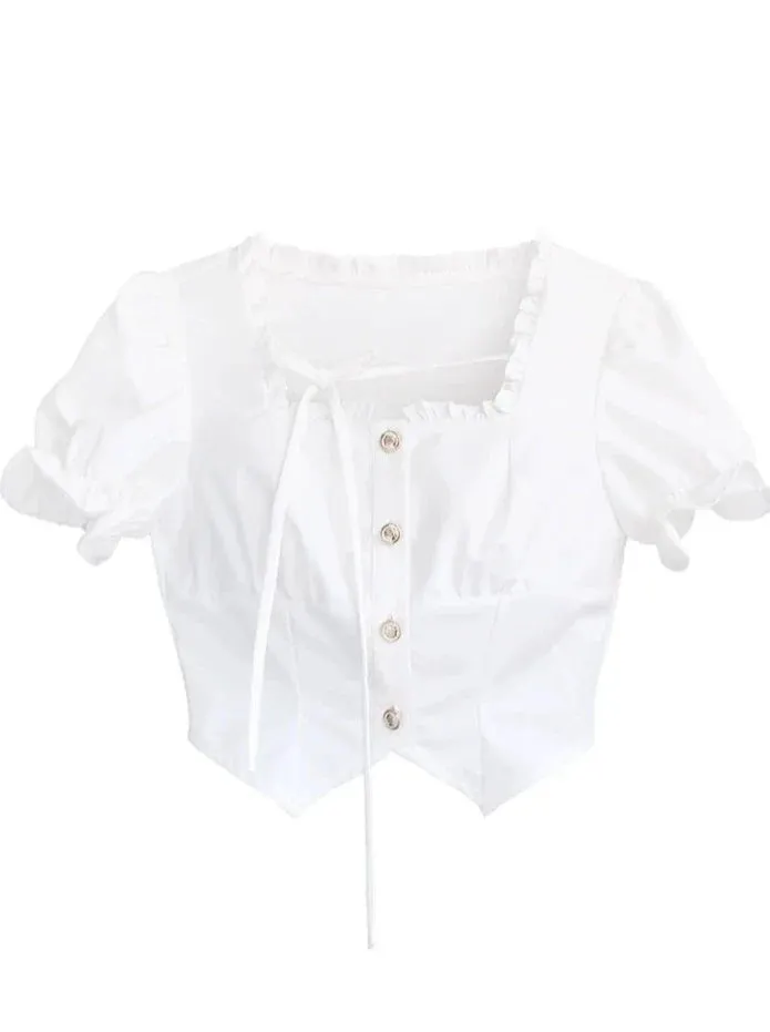 Cake Blouse Top   Sleeve Skirt Puff Ruffle