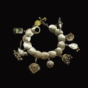 Circular Silver Bracelet With Charms