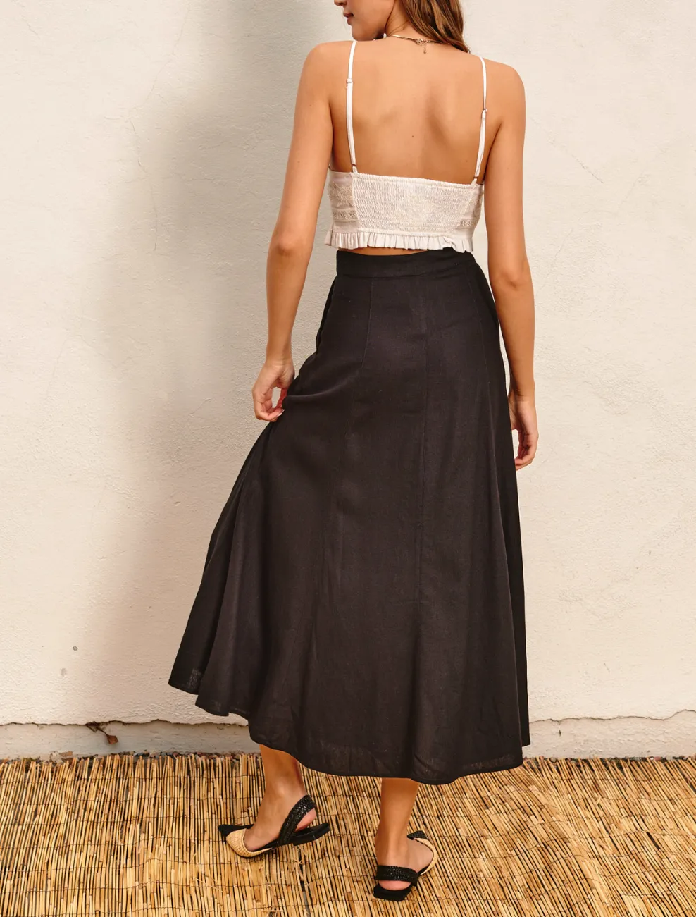 Flared Maxi Linen Skirt