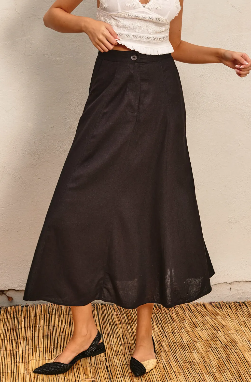 Flared Maxi Linen Skirt