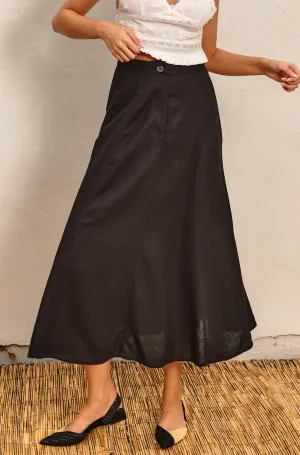 Flared Maxi Linen Skirt