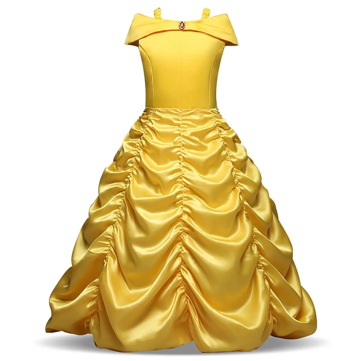KAWELL Princess Yellow Belle Girl's Christmas Fancy-Dress Costume with Accessories