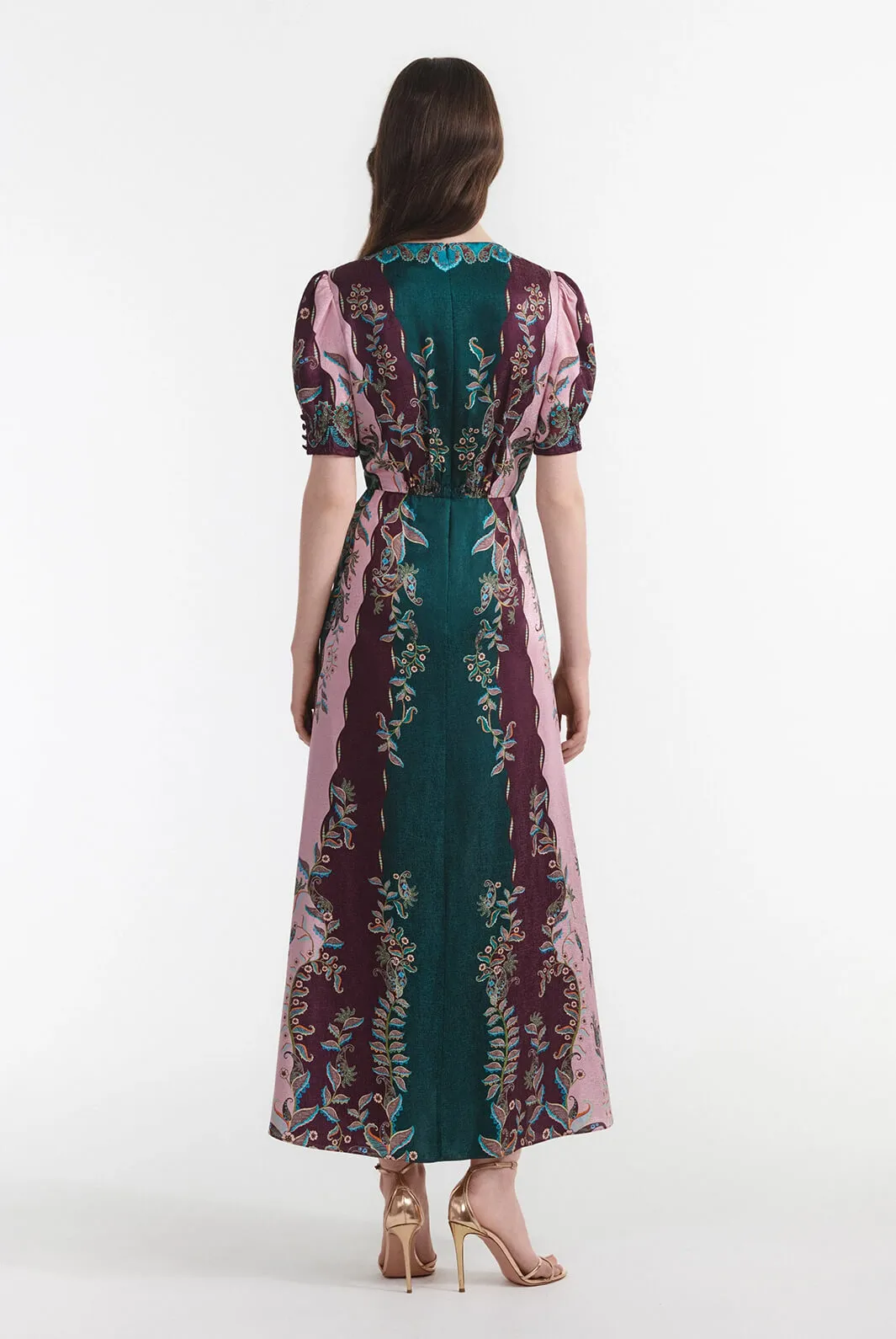 Lea Long Dress in Boteh Stripes