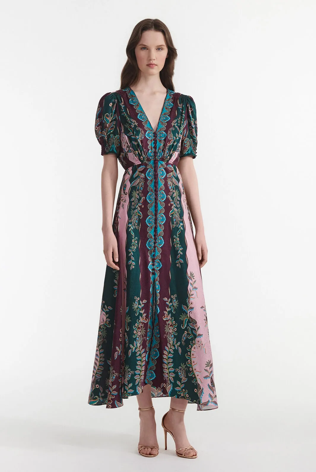Lea Long Dress in Boteh Stripes