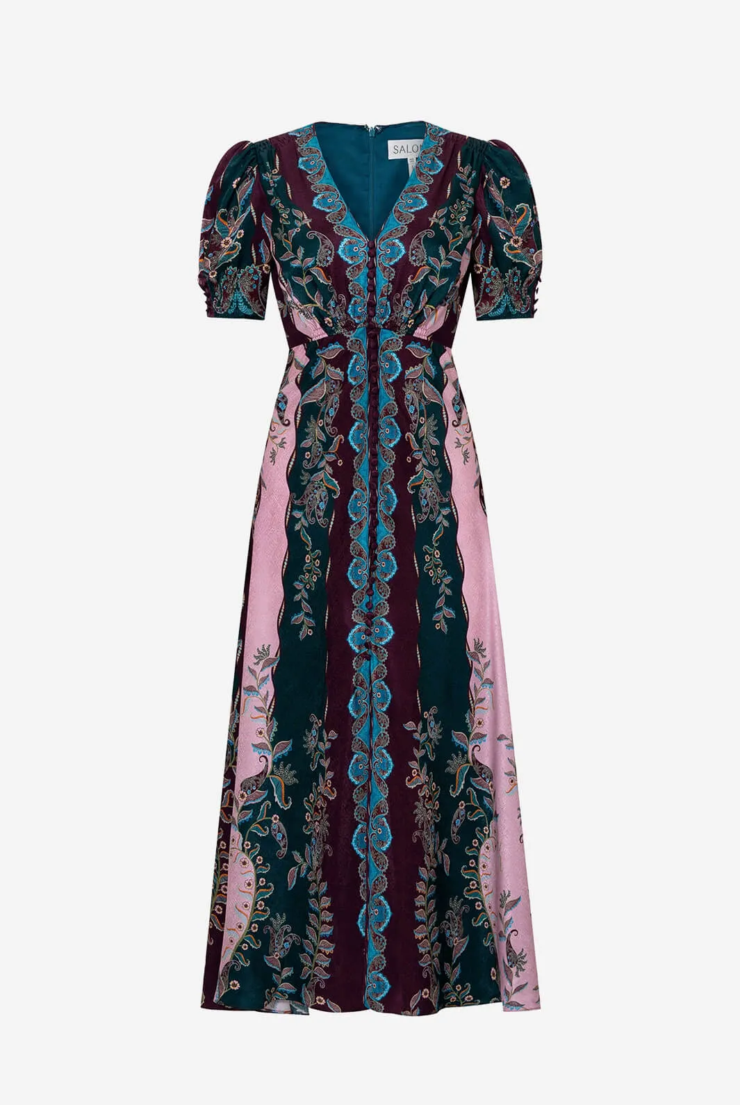 Lea Long Dress in Boteh Stripes