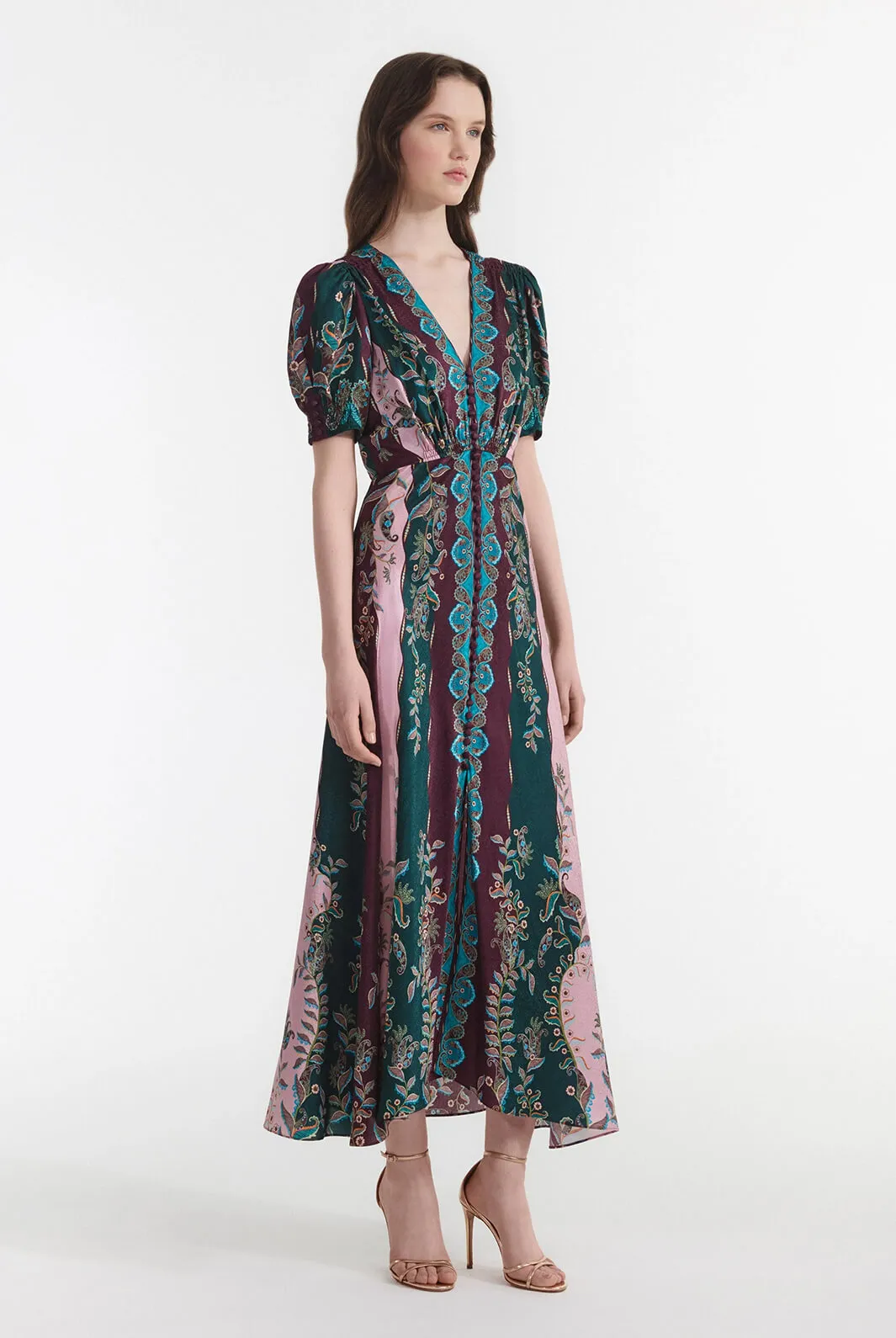 Lea Long Dress in Boteh Stripes