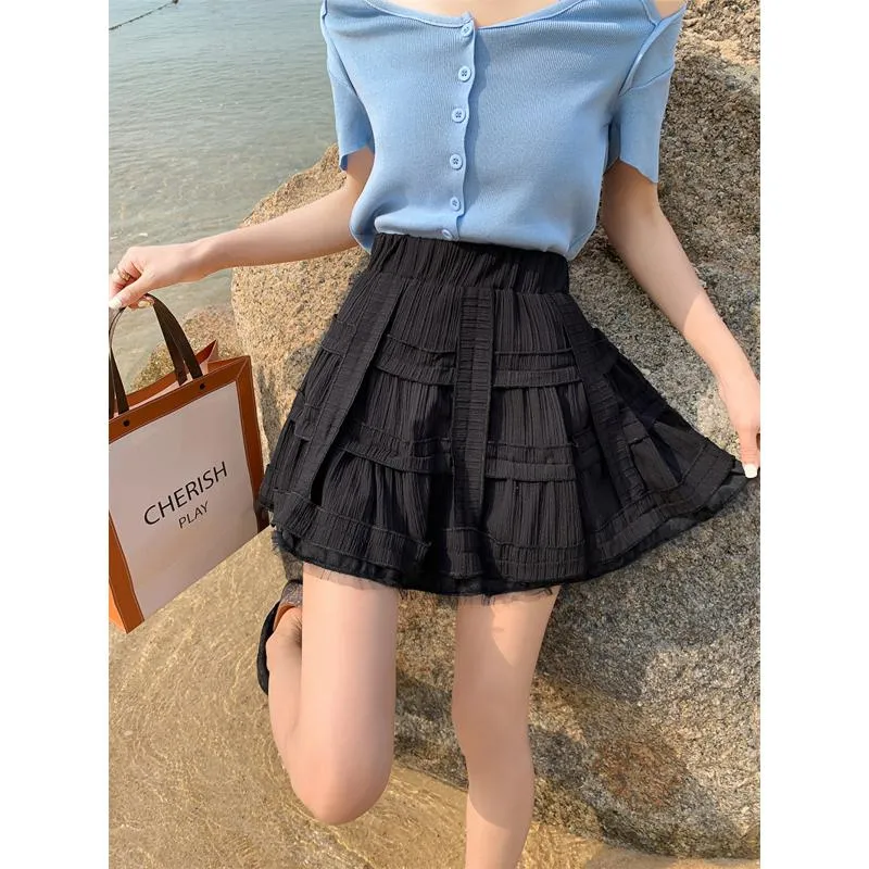 Niche High-Waisted Pleated Fairy Fluffy Skirt