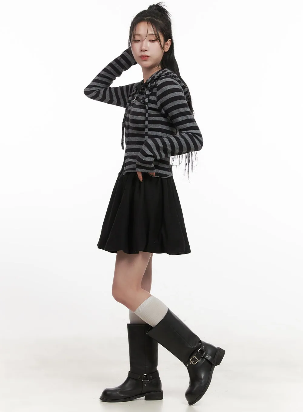 Pintuck Flare Mini Skirt CJ516