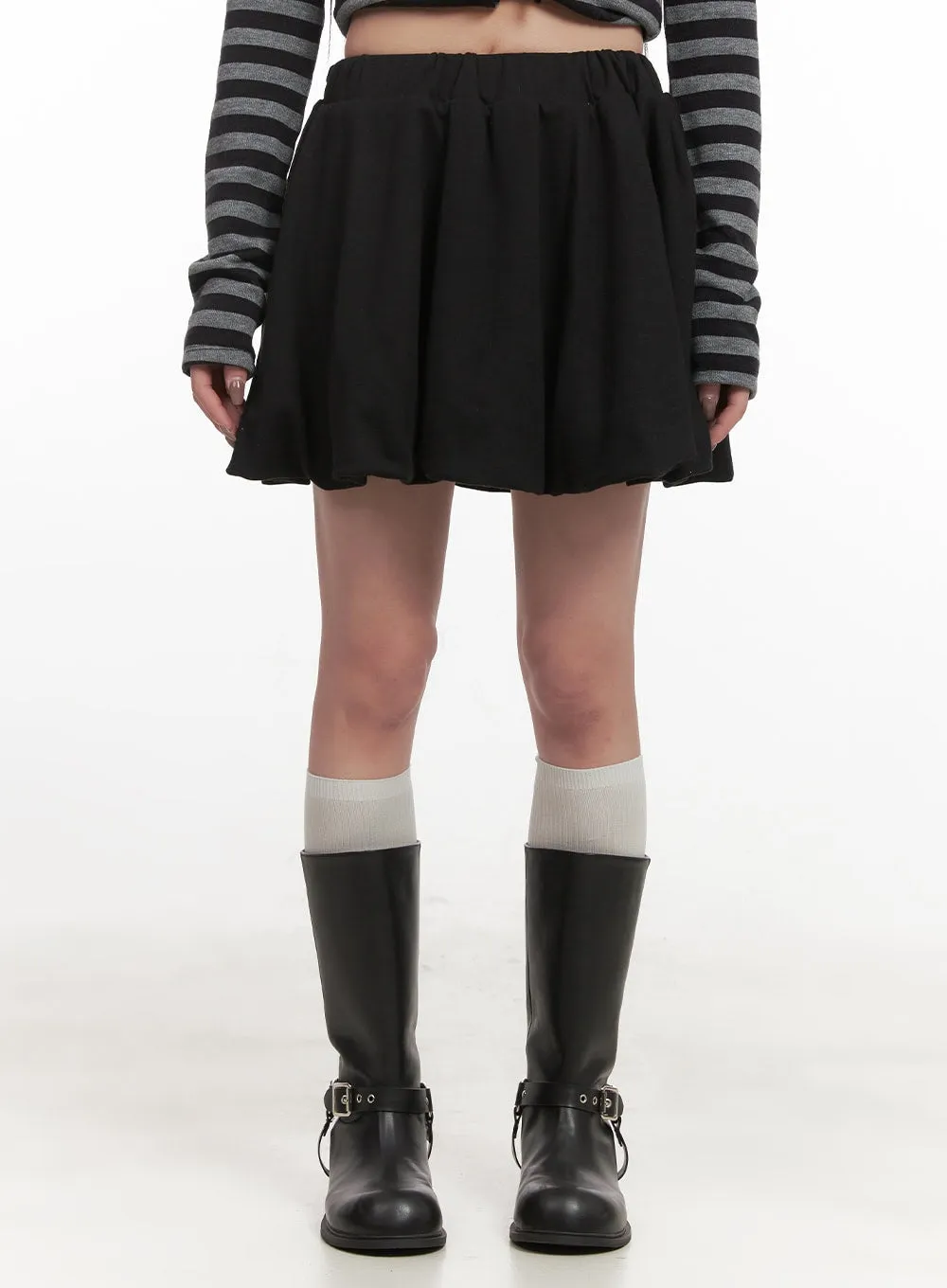 Pintuck Flare Mini Skirt CJ516