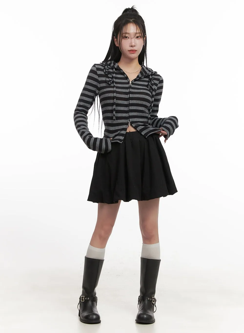 Pintuck Flare Mini Skirt CJ516
