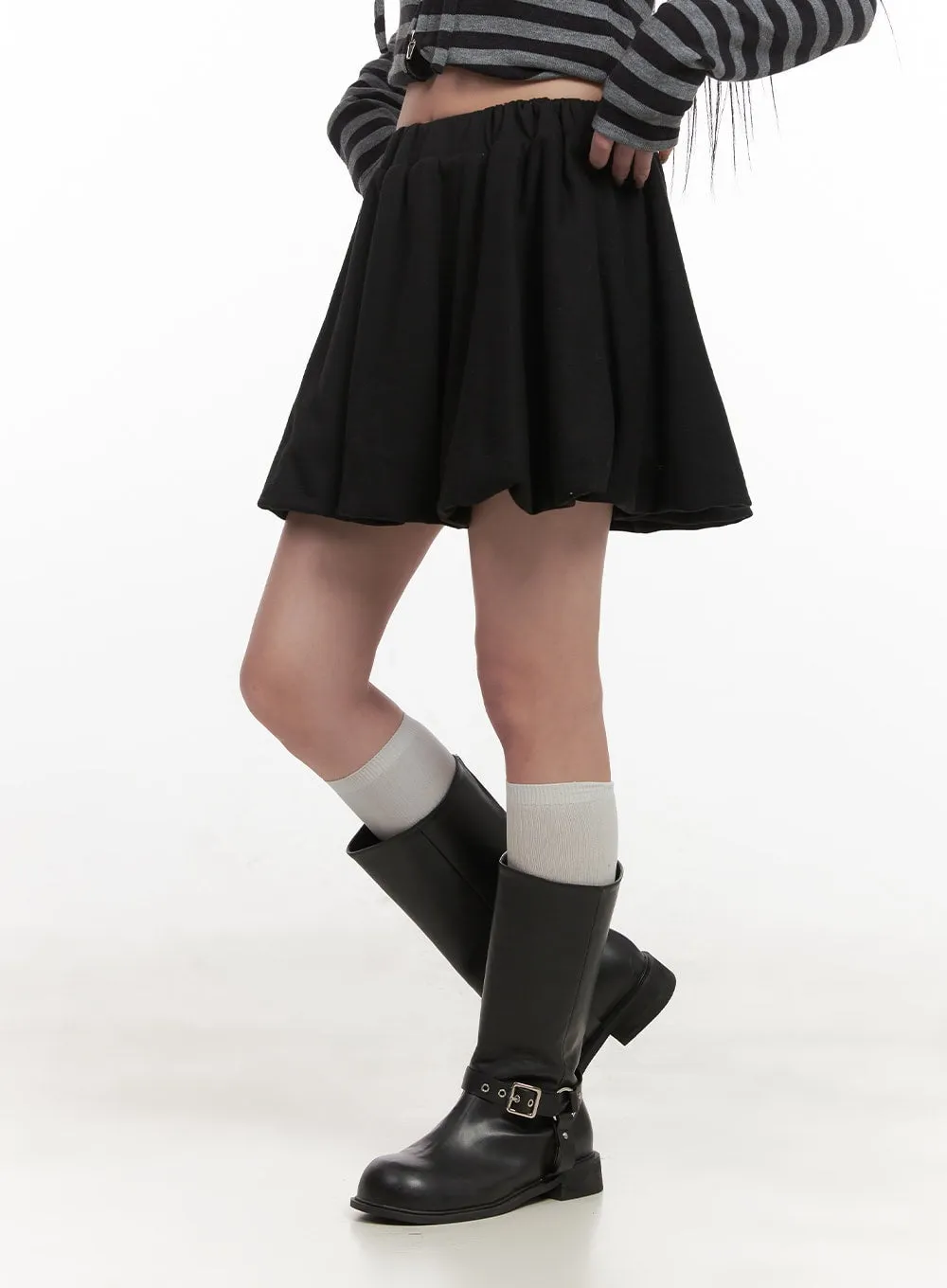 Pintuck Flare Mini Skirt CJ516