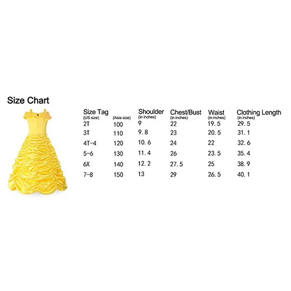 Princess Yellow Belle Girl's Christmas Fancy-Dress Costume