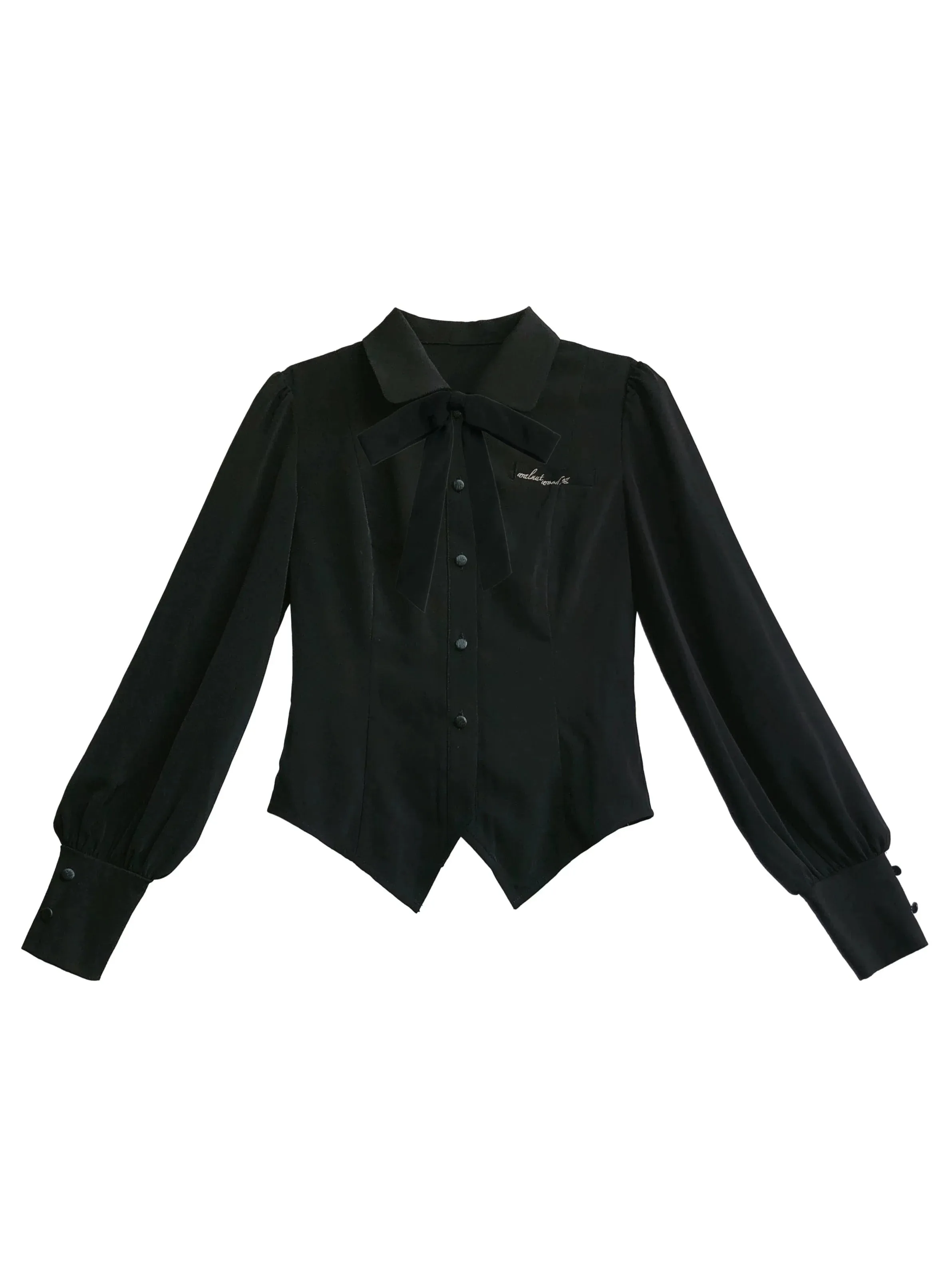 Sleeve Skirt Shoulder   Retro Suspender Black Ruffle Shirt Ribbon Elegant Volume